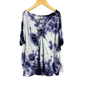 New Mini‎ Young Fabulous Broke Dark Blue Tie-Dye Boxy Top Kids Girls Size 12